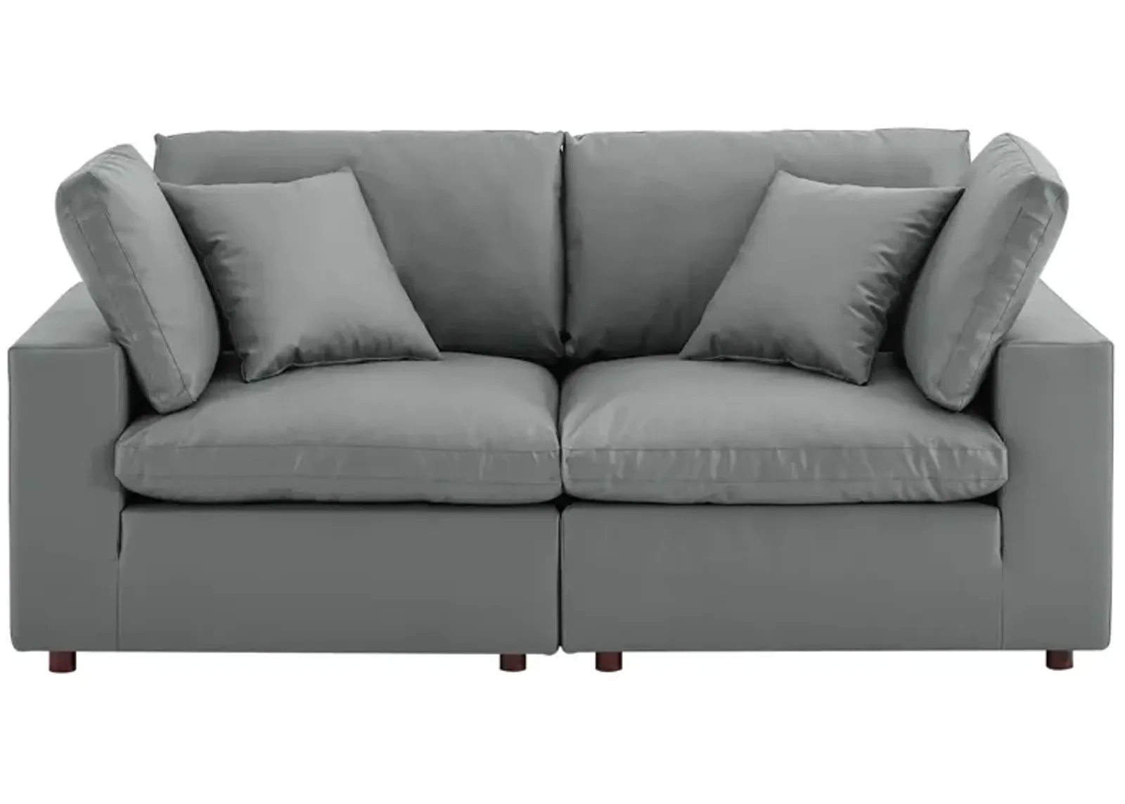 Commix Down Filled Overstuffed Vegan Leather Loveseat