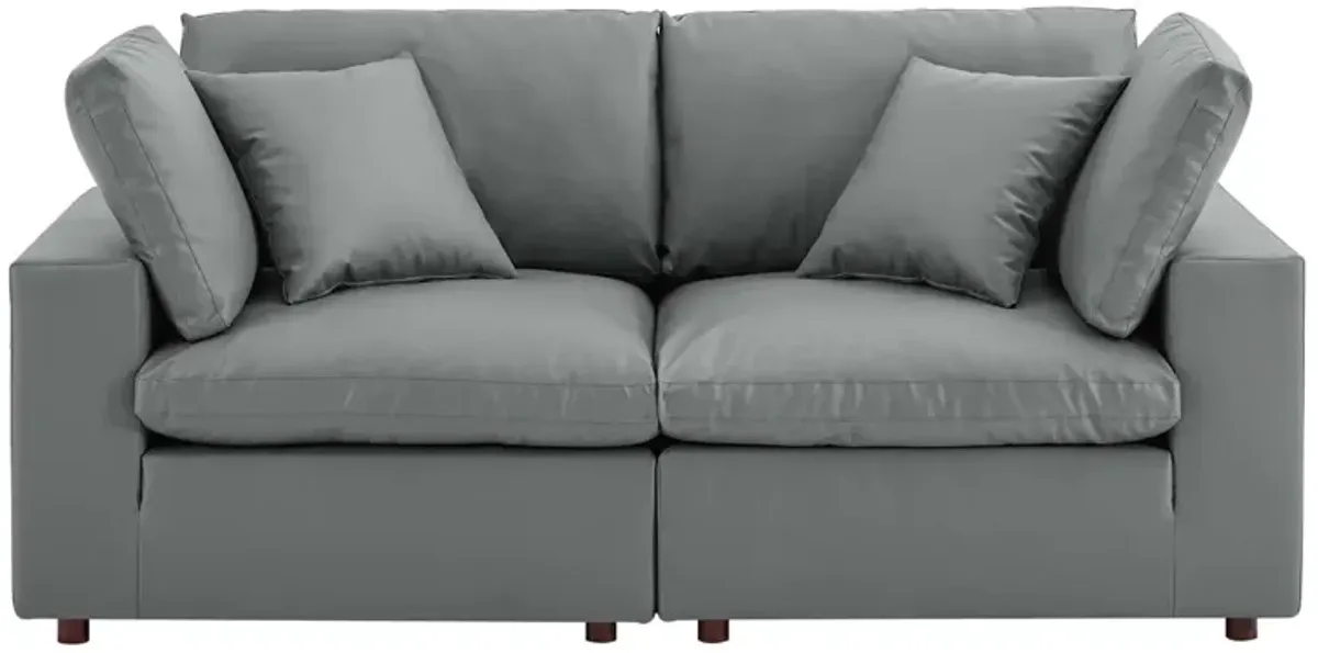 Commix Down Filled Overstuffed Vegan Leather Loveseat