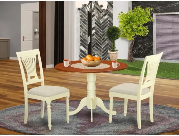 3 PC Kitchen Table set-Dining Table and 2 Wooden Kitchen Chairs in Buttermilk and Cherry