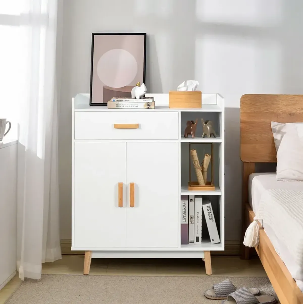 Floor Storage Cabinet Free Standing Cupboard Chest