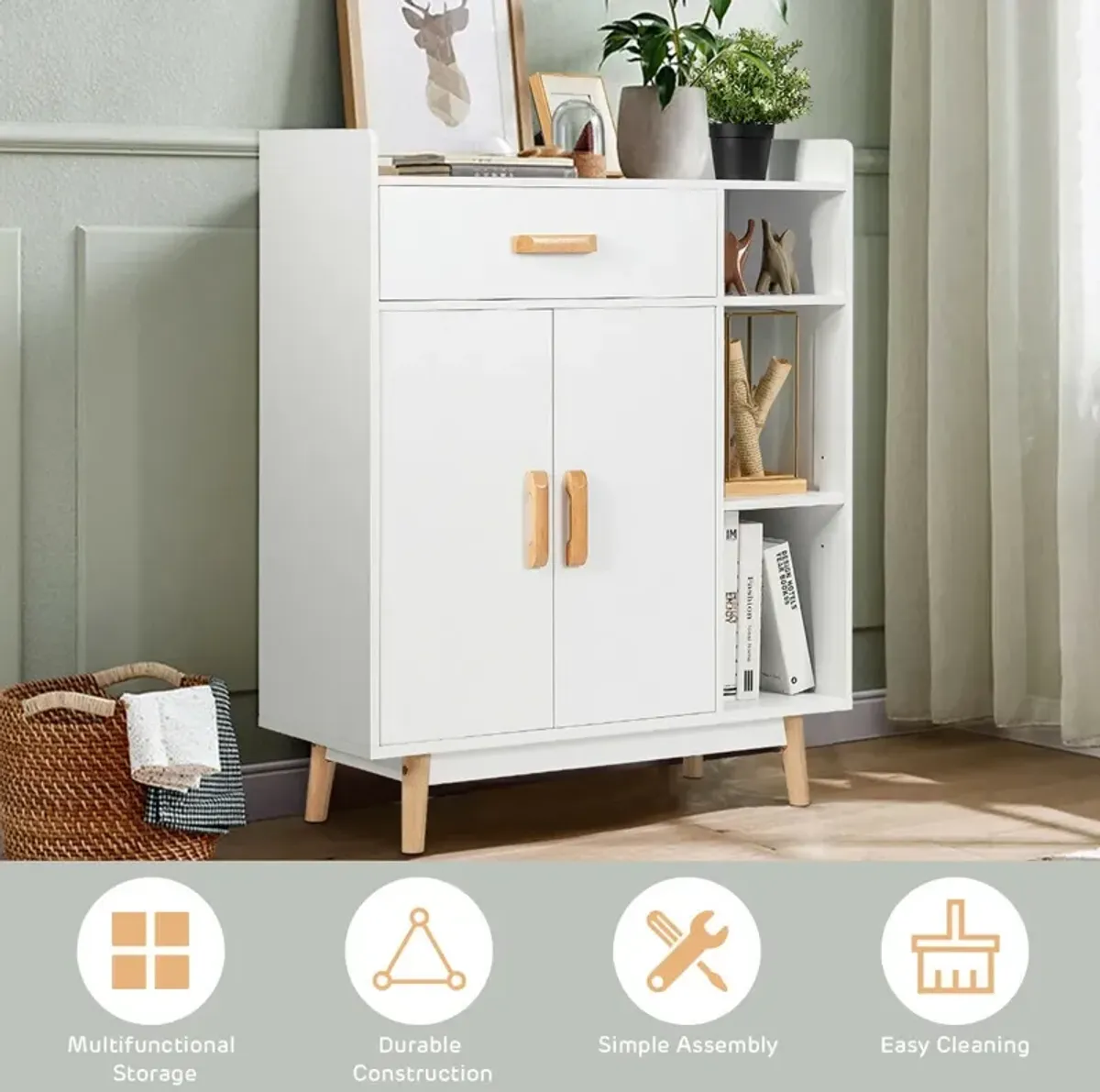 Floor Storage Cabinet Free Standing Cupboard Chest