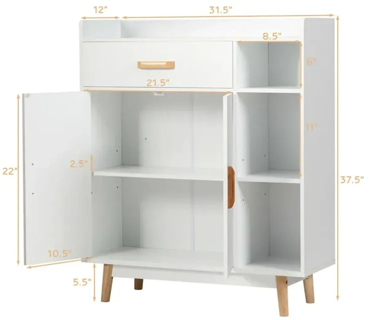 Floor Storage Cabinet Free Standing Cupboard Chest