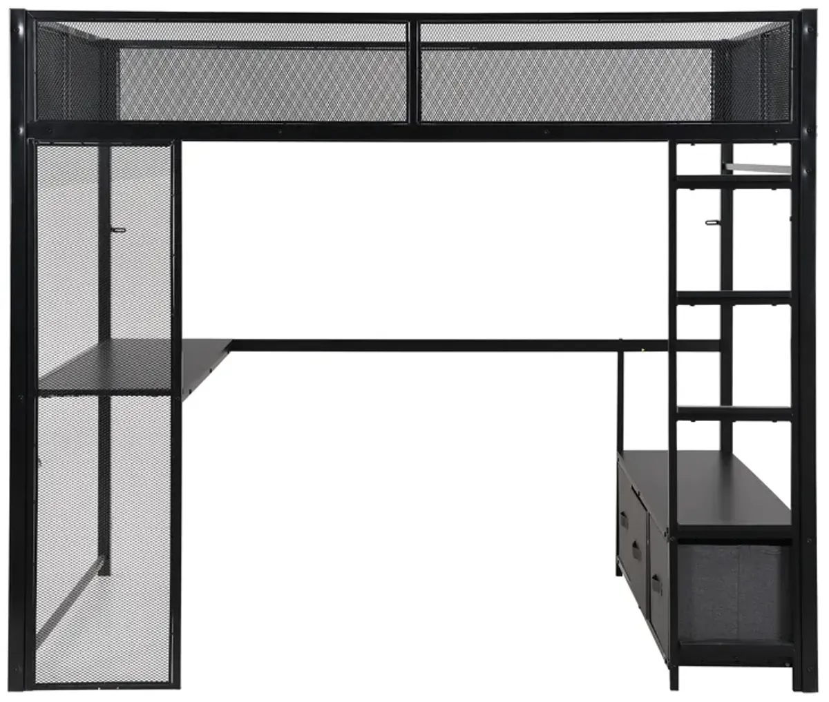 Merax Metal Gaming Loft Bed with LED and Desk
