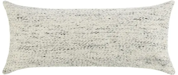 Ruff Lumbar Accent Throw Pillow, 16x36, Textured Ivory Recycled Fabric - Benzara