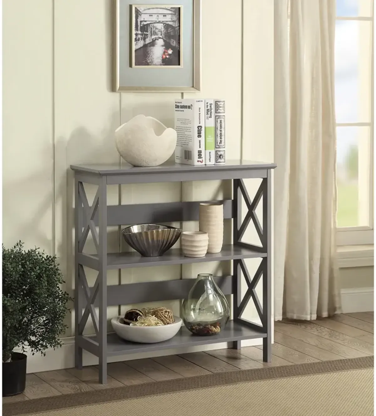 Convenience Concepts Oxford 3 Tier Bookcase, Gray