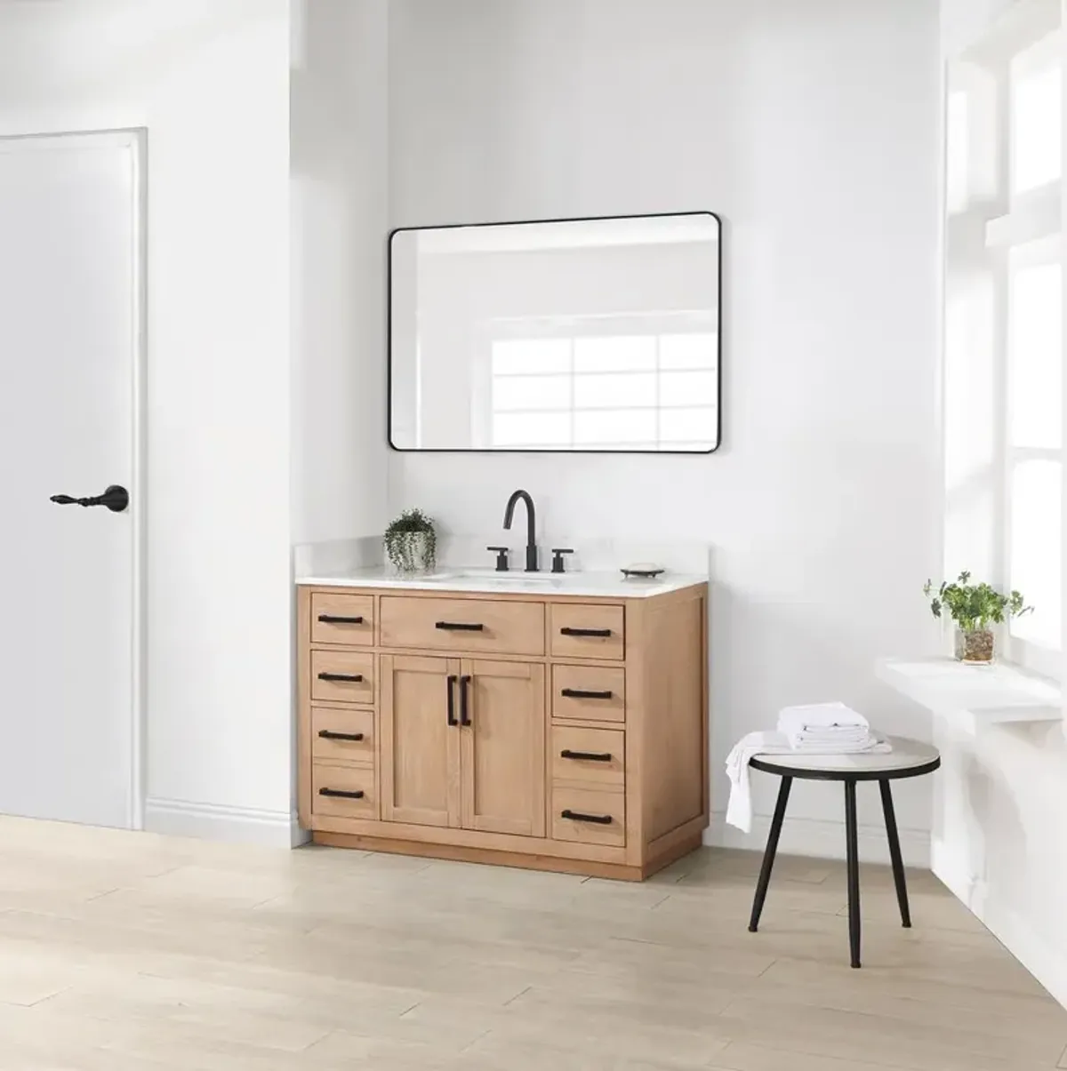 Altair 48 Single Bathroom Vanity in Light Brown without Mirror