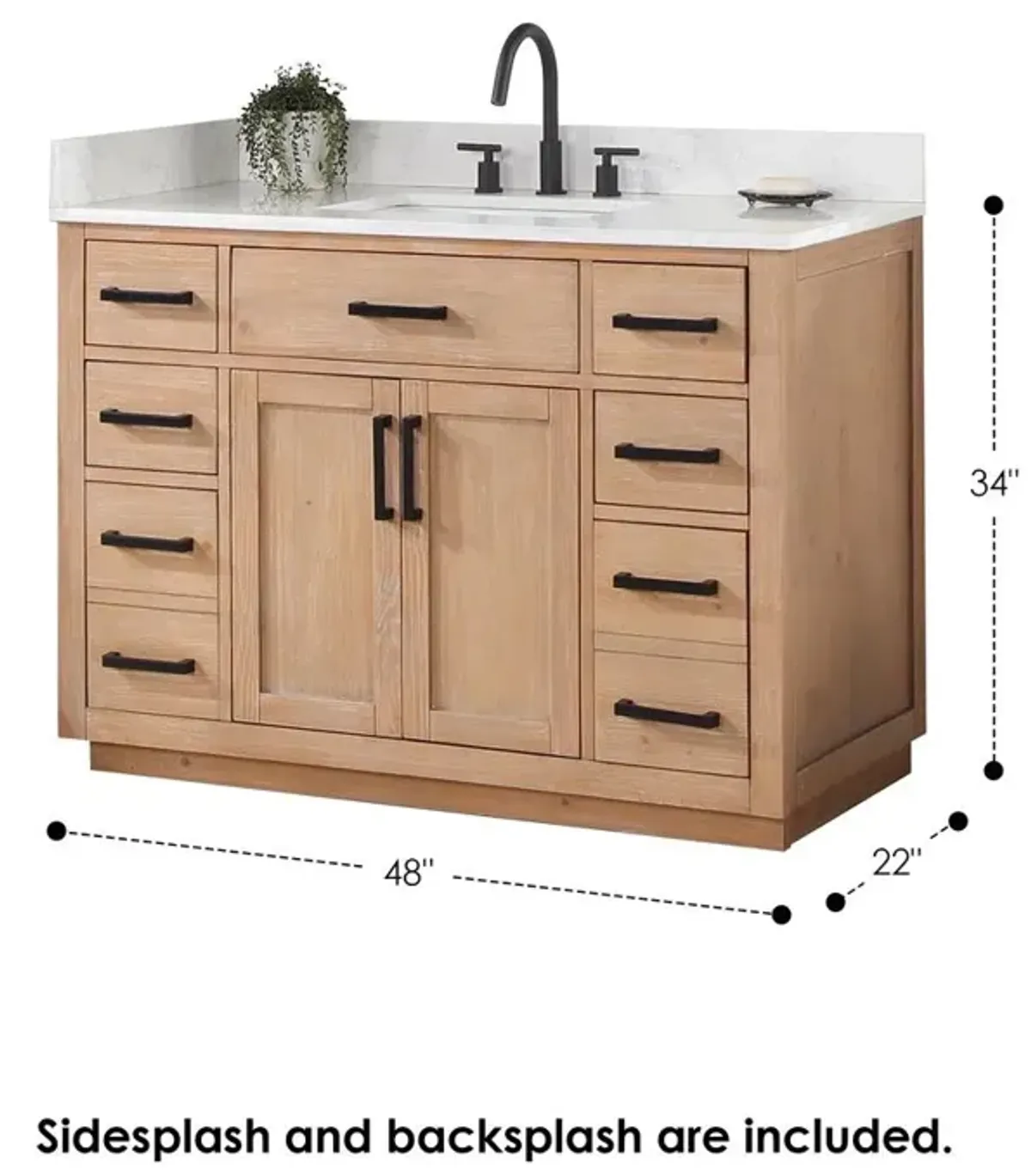 Altair 48 Single Bathroom Vanity in Light Brown without Mirror