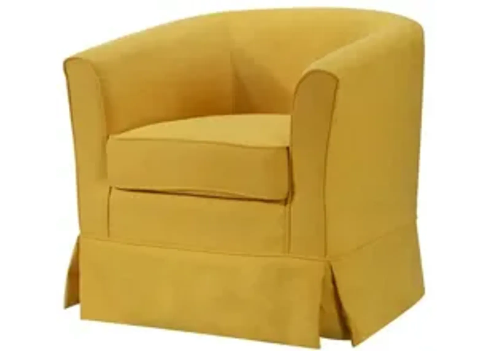 Tucker Yellow Woven Fabric Swivel Barrel Chair