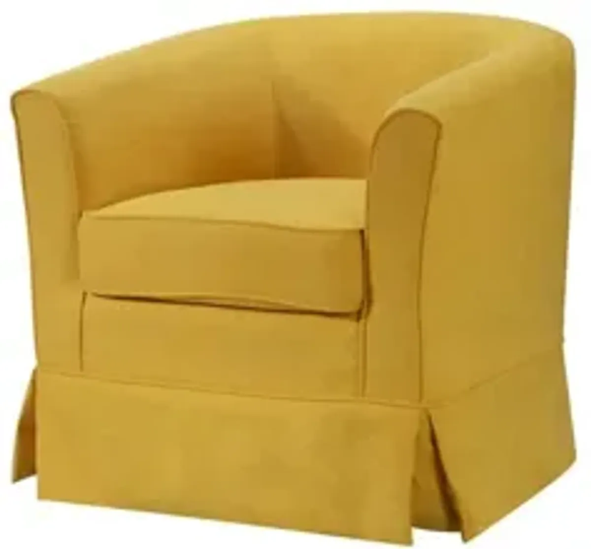 Tucker Yellow Woven Fabric Swivel Barrel Chair