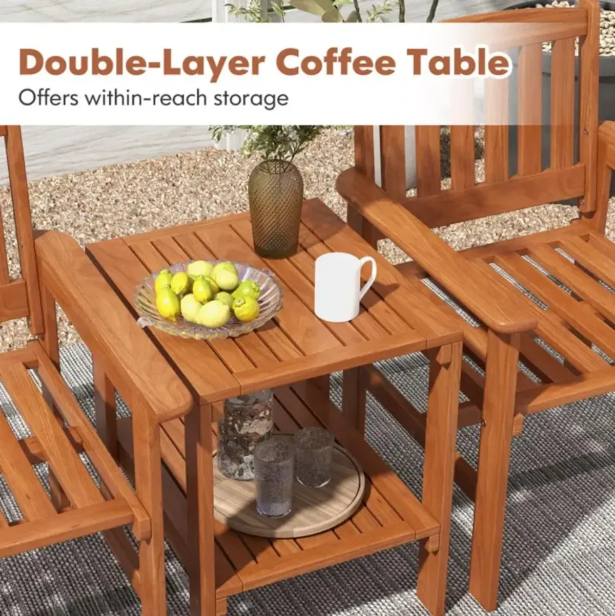 Hivvago 3 Piece Patio Bistro Table and Chairs Set with Umbrella Hole