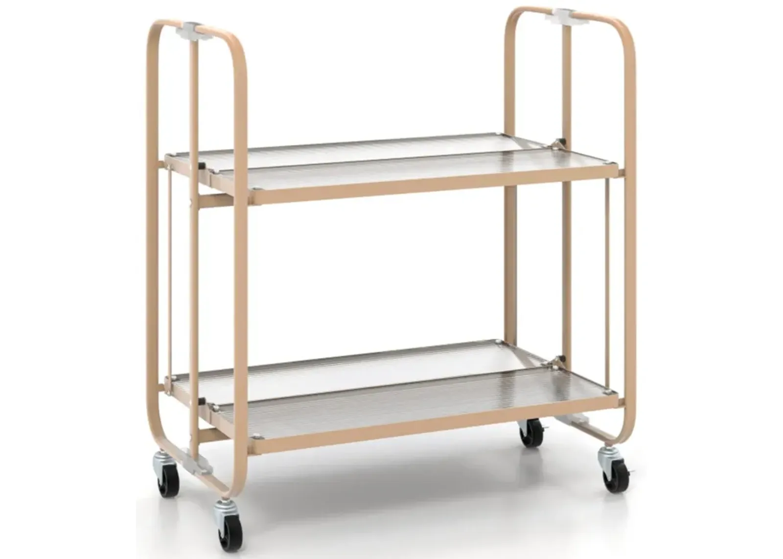 Hivvago 2-Tier Mobile Serving Cart with Tempered Glass Shelf-Golden