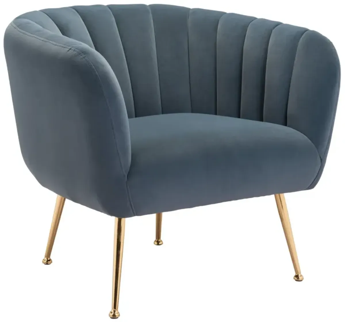 Hivvago 30 Inch Gray And Gold Velvet And Upholstered Tufted Club Chair
