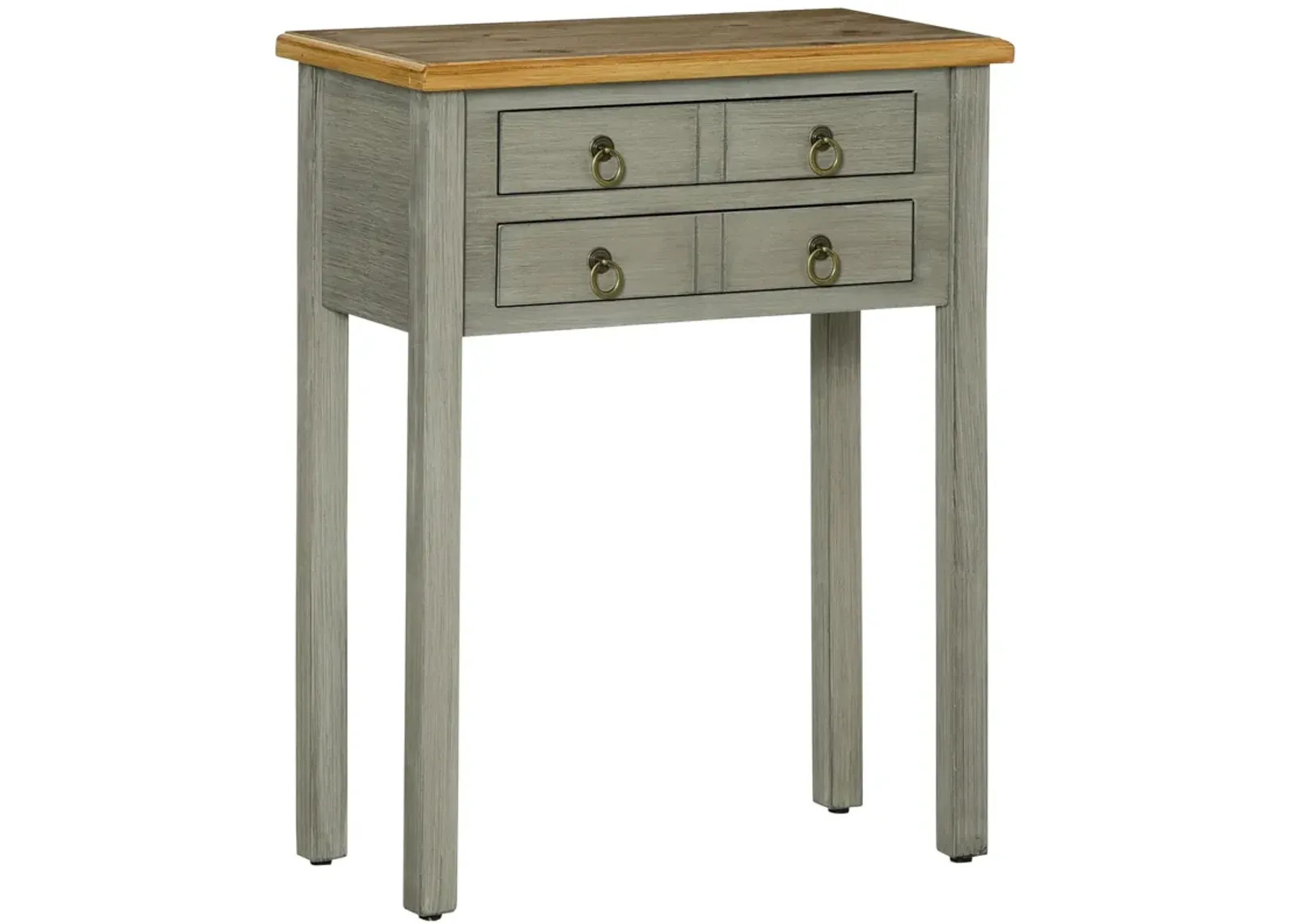 Grey Vintage Entryway: Console Table with 2 Drawers for Hallway