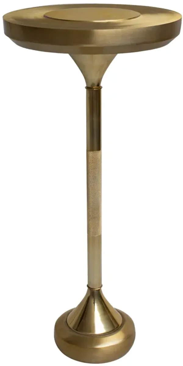 Farzi Cafe Solid Brass Small Drink Cocktail Table - Elegant Gold Finish And Compact-Benzara