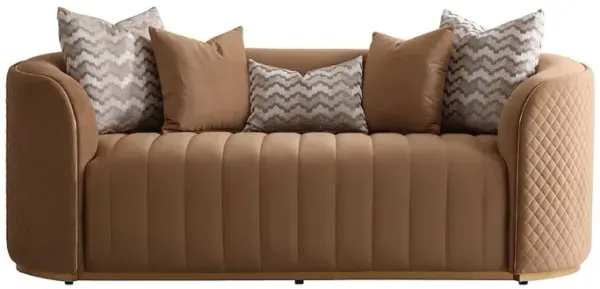 Michael Amini Ariana Velvet Loveseat - Caramel/Gold