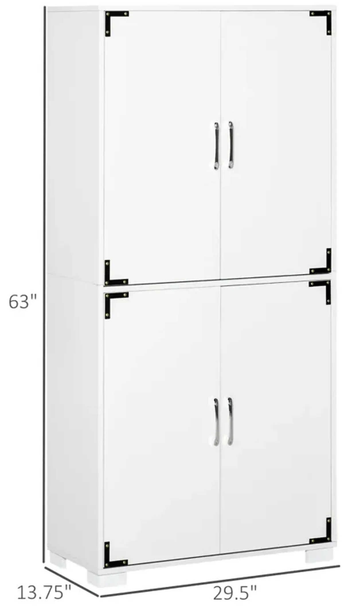 White Kitchen Storage: Industrial 4-Door Pantry Cabinet