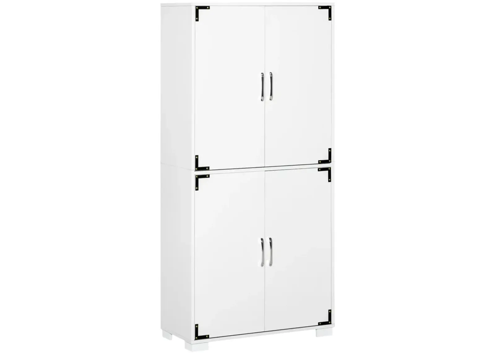 White Kitchen Storage: Industrial 4-Door Pantry Cabinet