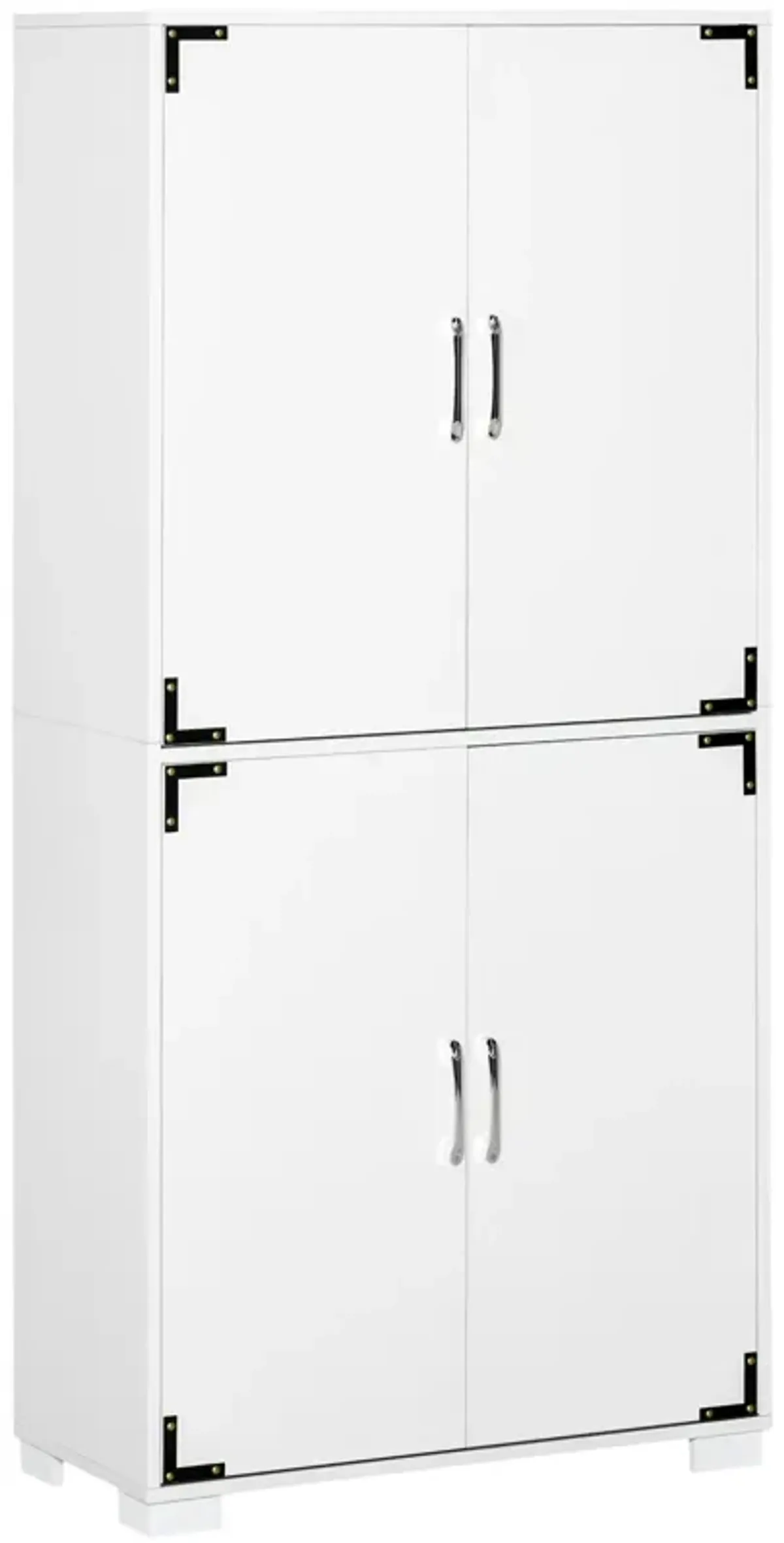 White Kitchen Storage: Industrial 4-Door Pantry Cabinet