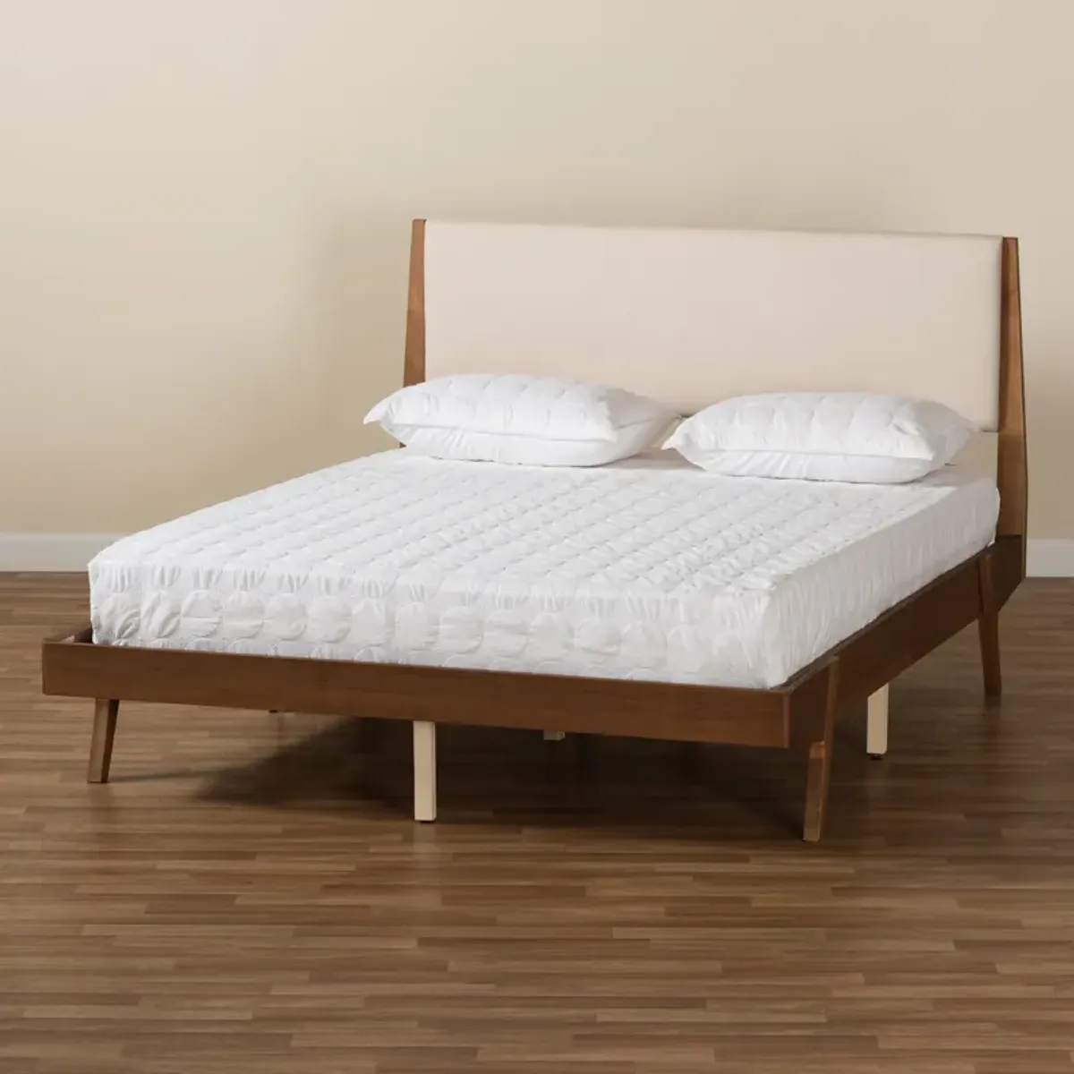 Baxton Studio Senna Beige Fabric Upholstered King Size Platform Bed