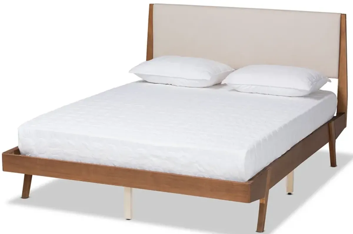 Baxton Studio Senna Beige Fabric Upholstered King Size Platform Bed