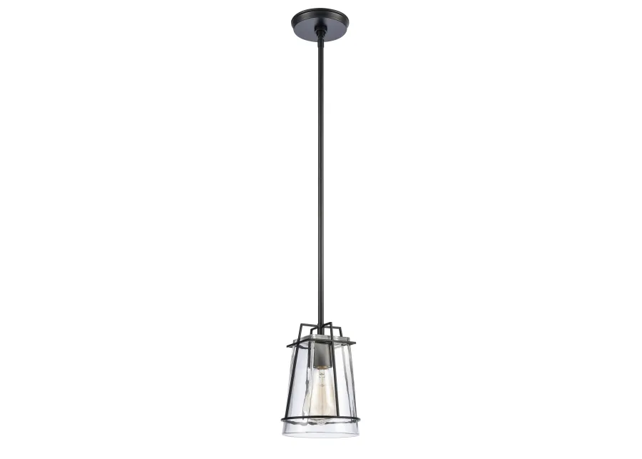 Square To Round 6'' Wide 1-Light Black Mini Pendant