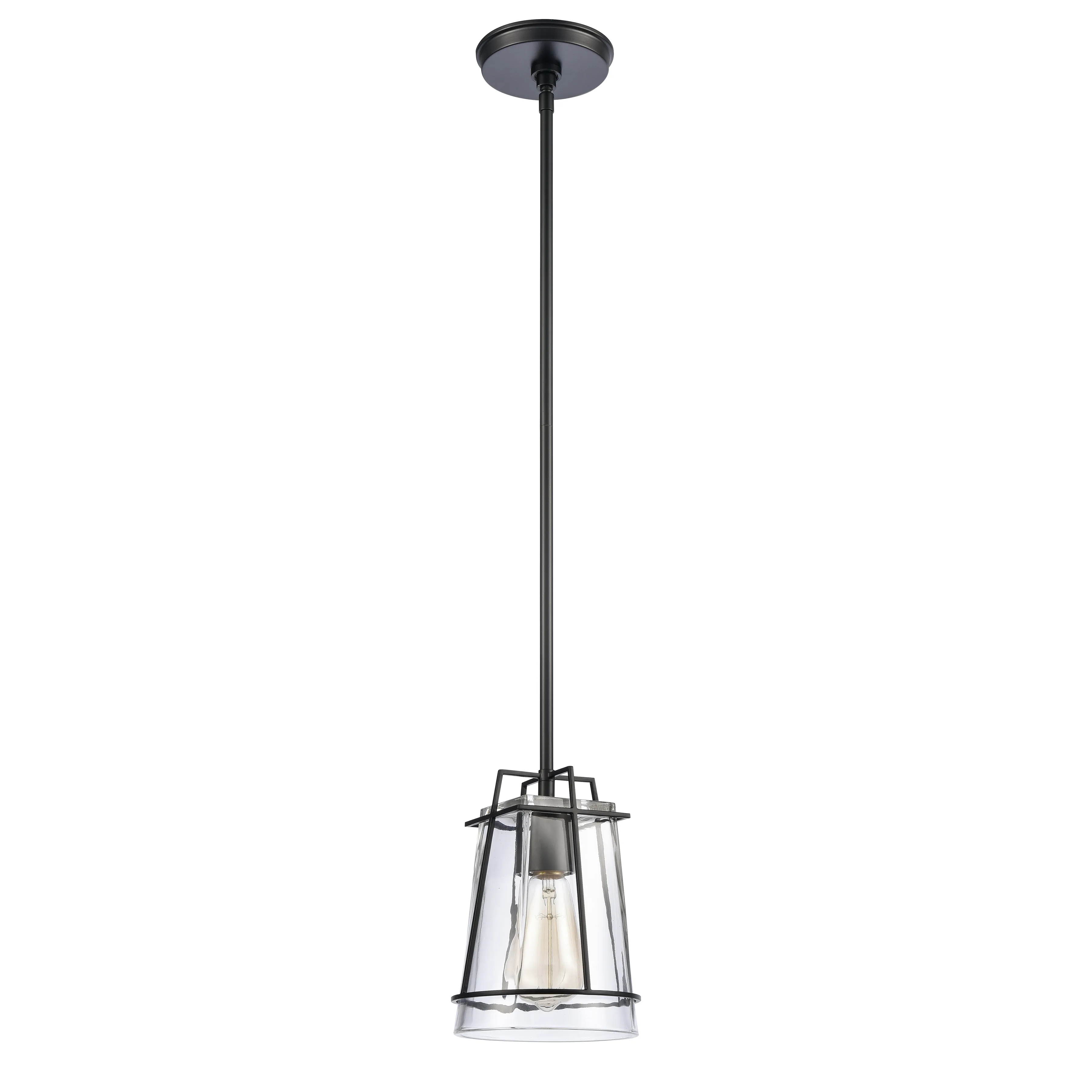 Square To Round 6'' Wide 1-Light Black Mini Pendant