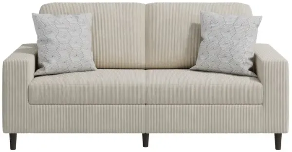 HL Home Furnishings Small Space Sofa in Soft and Comfy Tan Corduroy Fabric