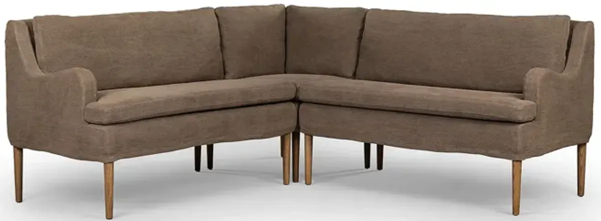 Aurelia 76" Broadway Coffee L-Shaped Dining Banquette