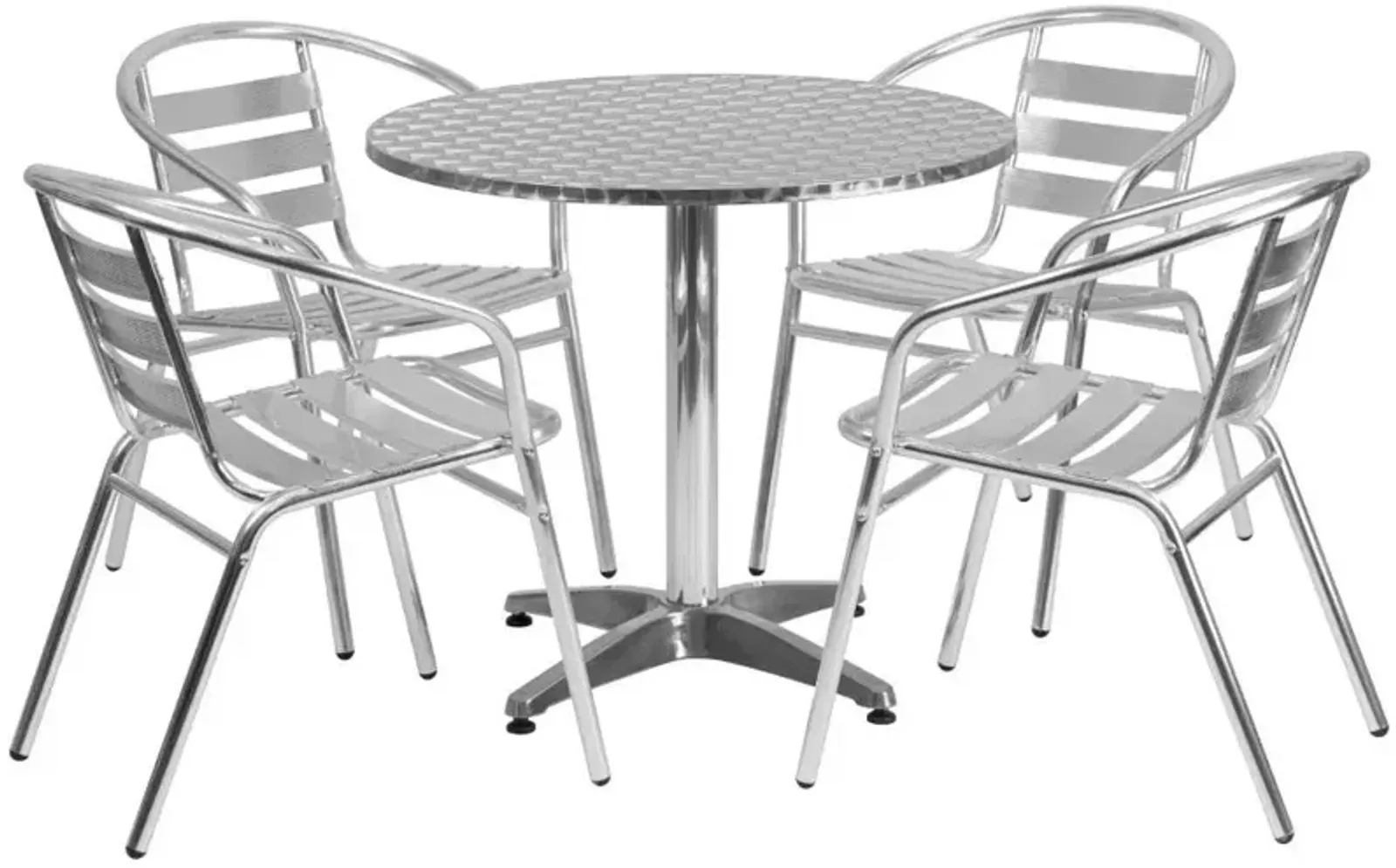 Flash Furniture 31.5'' Round Aluminum Indoor-Outdoor Table Set with 4 Slat Back Chairs