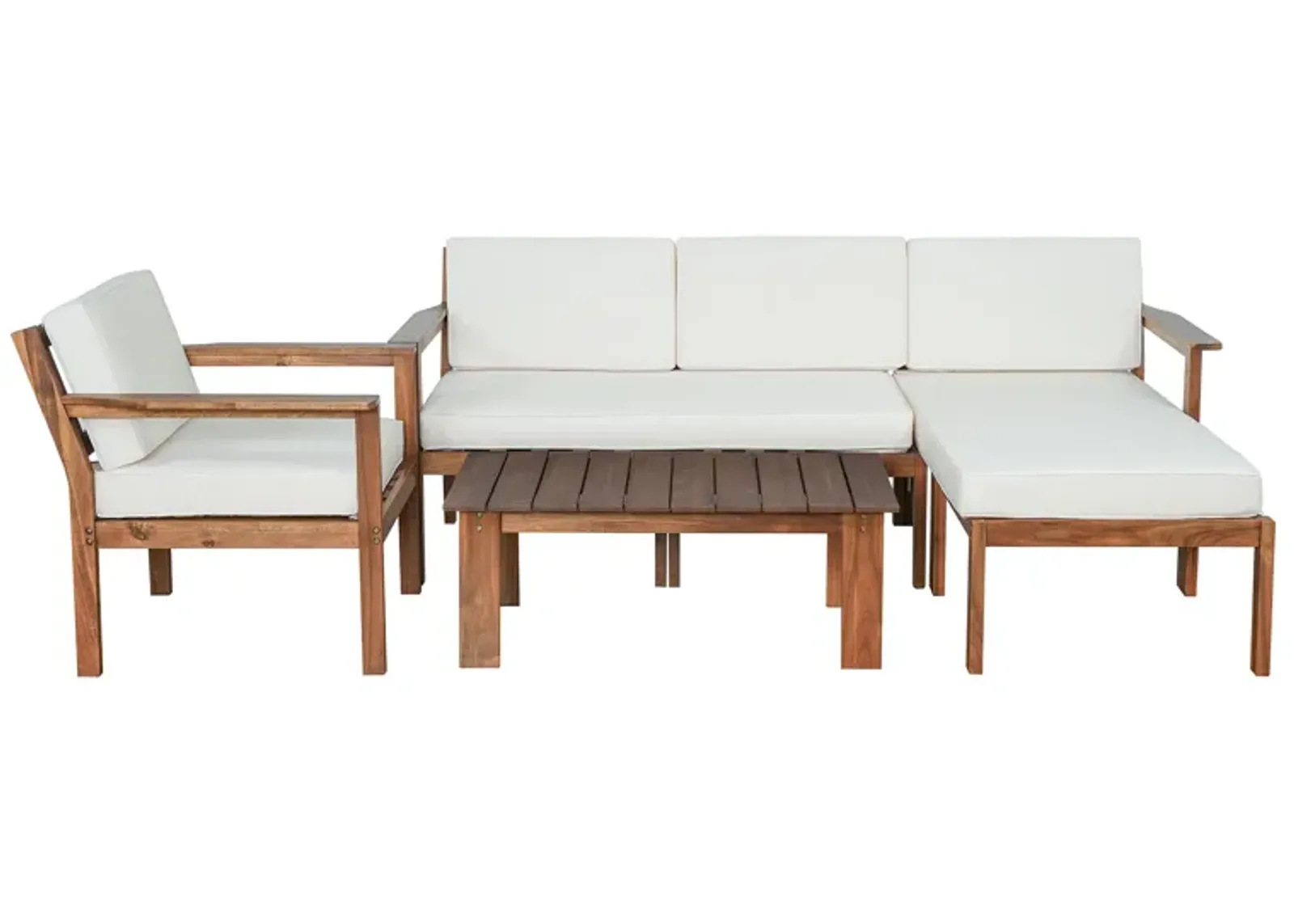 Merax 3 Pieces Outdoor Patio Set with L Shaped Couch