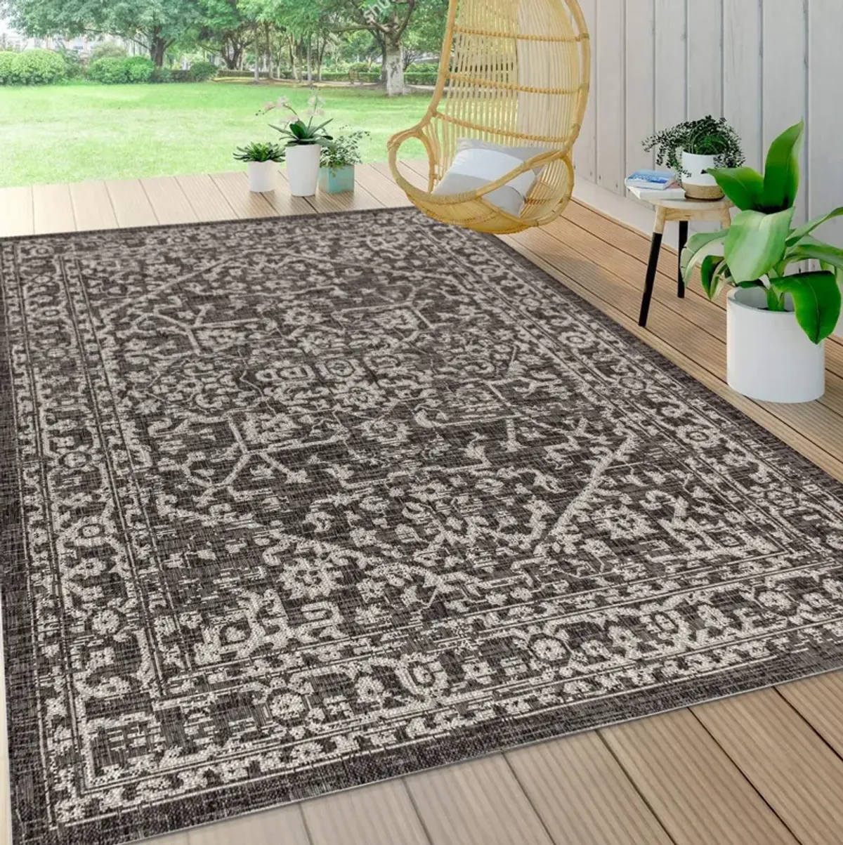 Malta Bohemian Medallion Textured Weave Indoor/Outdoor Area Rug