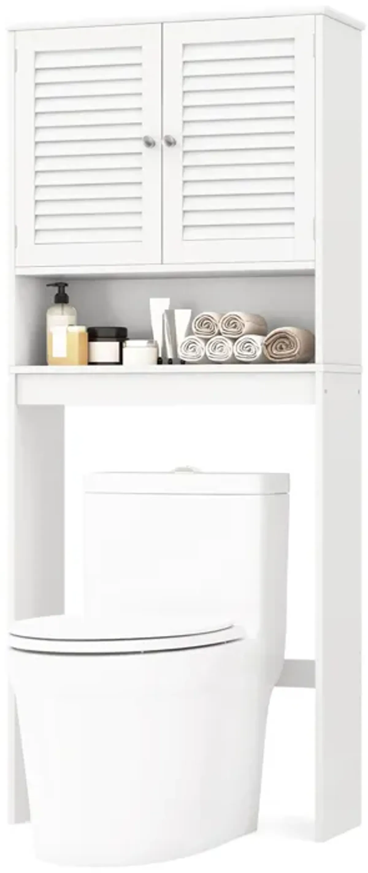 Over The Toilet Storage Cabinet with Double Doors and Adjustable Shelf