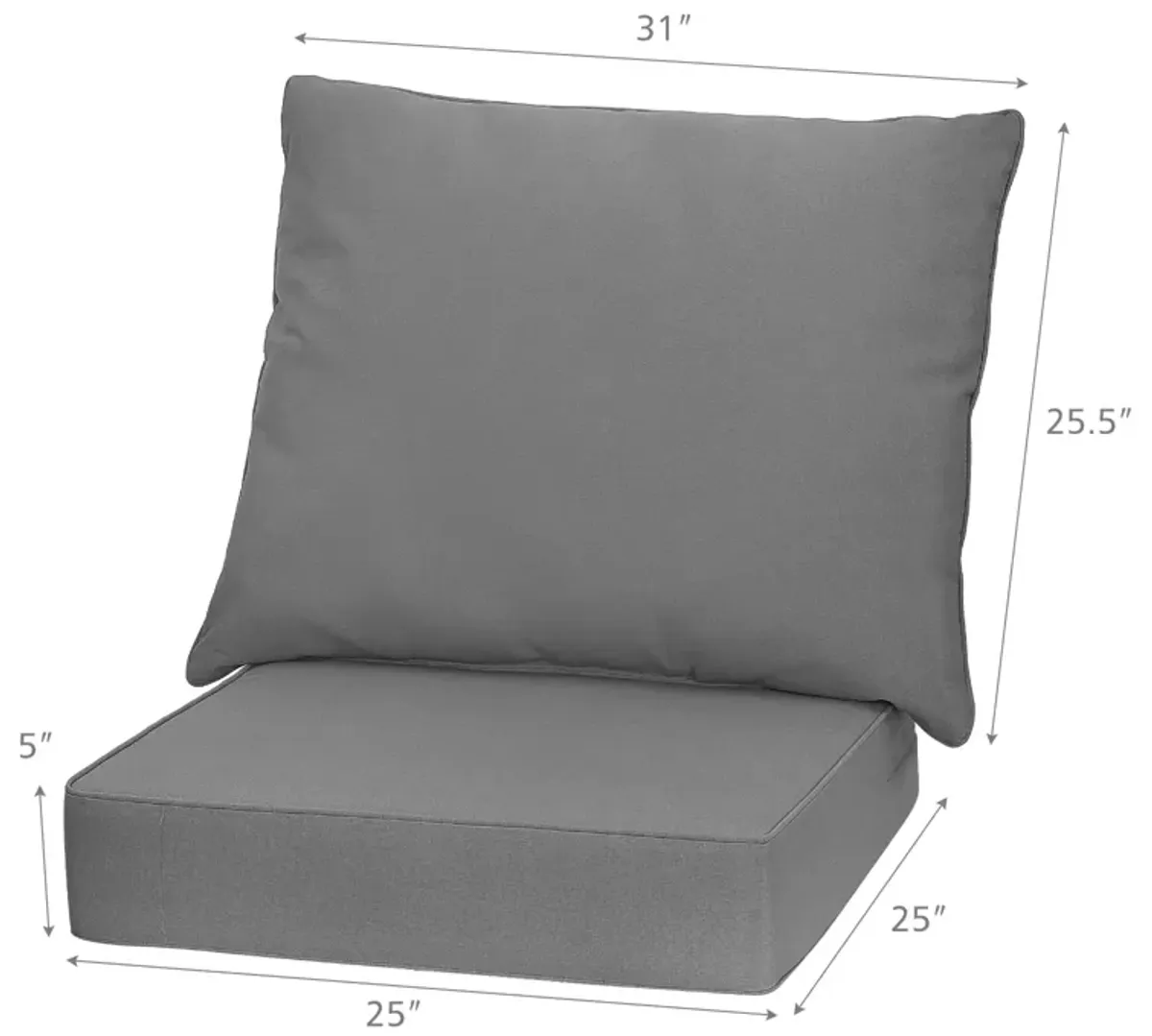 Deep Seat Chair Cushion Pads Set with Rope Belts for Indoor and Outdoor