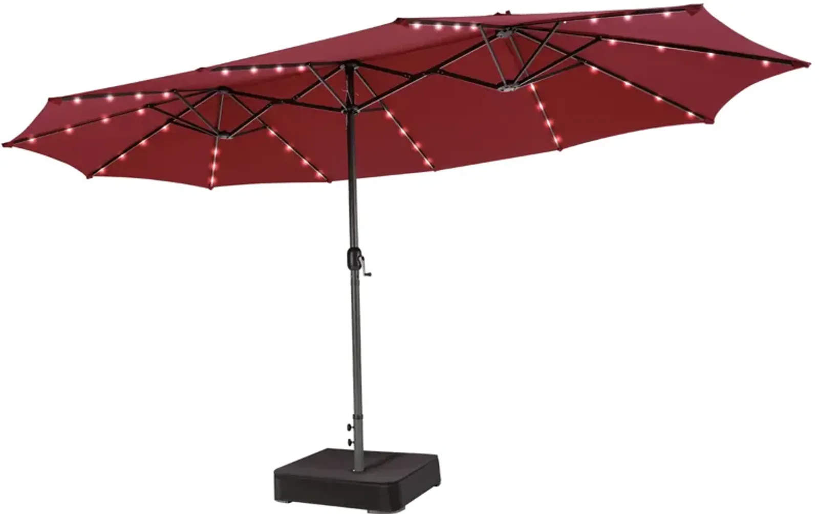 15 Feet Double-Sided Patio Umbrella with 48 LED Lights