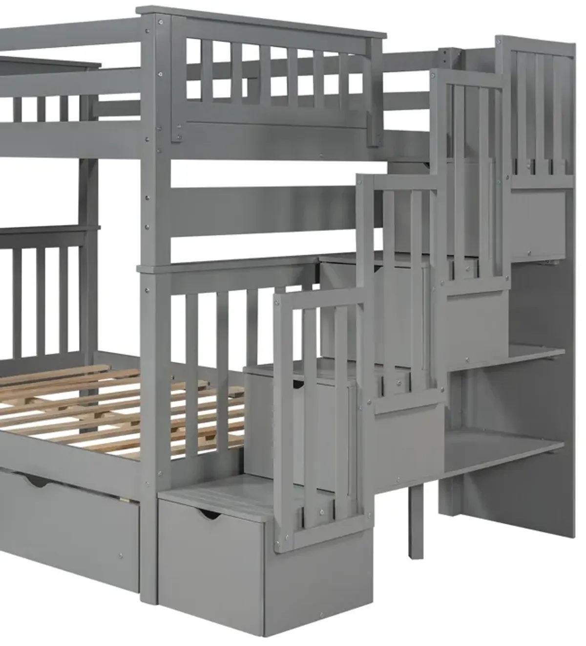 Merax Bunk Bed with Shelves and 6 Storage Drawers