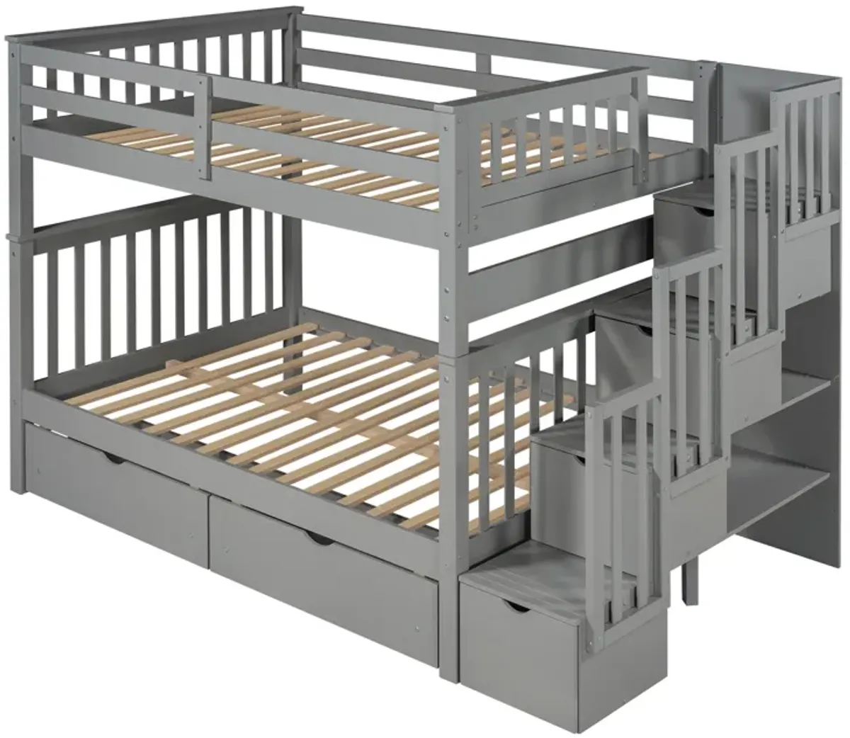 Merax Bunk Bed with Shelves and 6 Storage Drawers