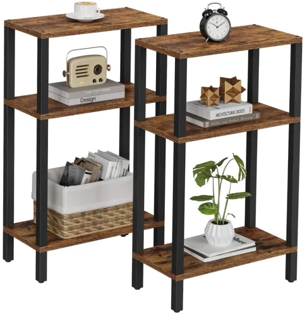 TUTOTAK Small Side Table, Narrow End Table, Skinny Sofa Table, Slim Nightstand, Couch Table, Living Room, Bed Room, Brown TB01BB