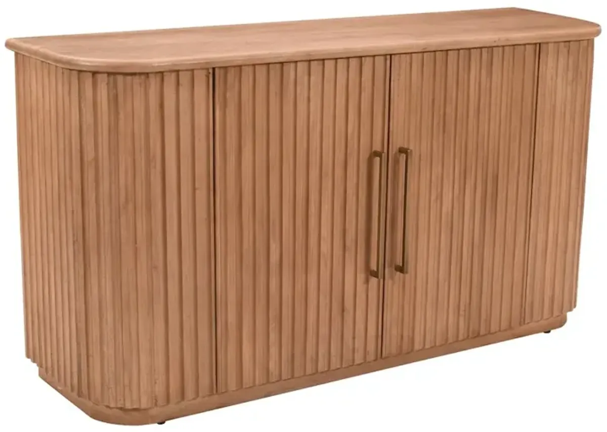 Jofran Breck Solid Wood 60" Mid-Century Modern Curved Sideboard Bar Storage Cabinet