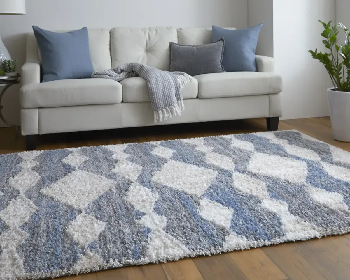 Mynka 39IFF Ivory/Gray/Blue 2'6" x 8' Rug