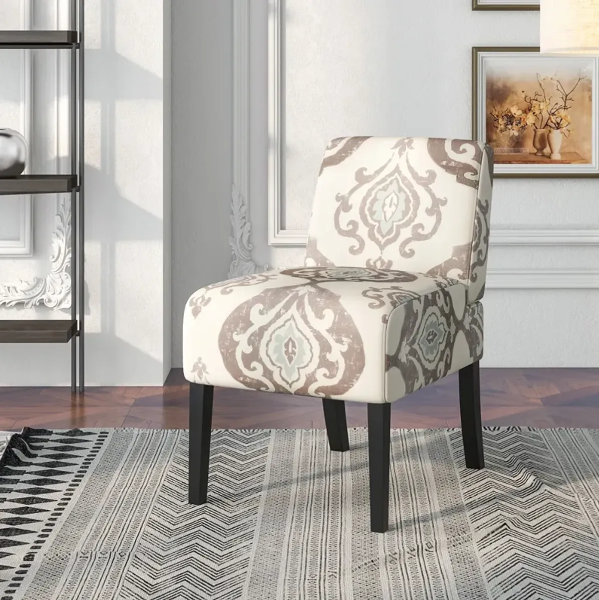 Upholstered Living Room Chair with Rubber Wood Legs