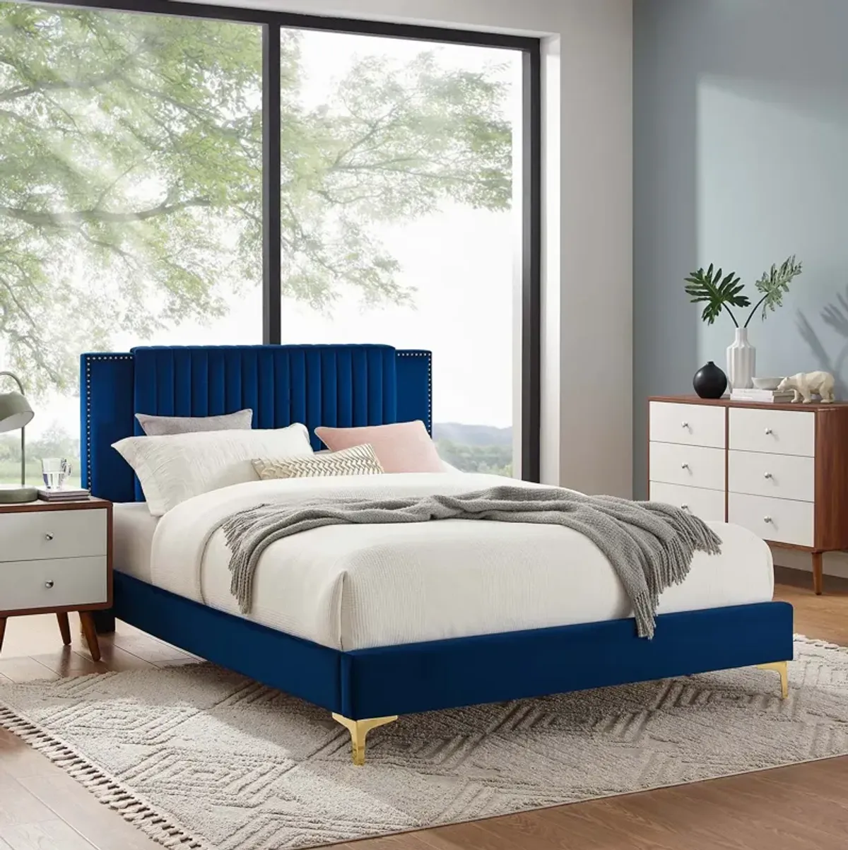 Modway - Zahra Channel Tufted Performance Velvet King Platform Bed