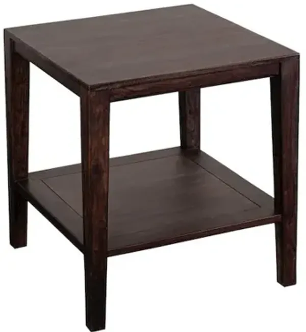 Porter Designs Fall River Solid Sheesham Wood End Table, Gray