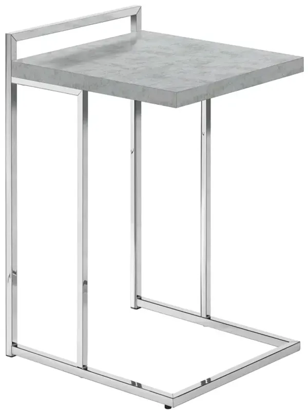 Monarch Specialties I 3639 Accent Table, C-shaped, End, Side, Snack, Living Room, Bedroom, Metal, Laminate, Grey, Chrome, Contemporary, Modern