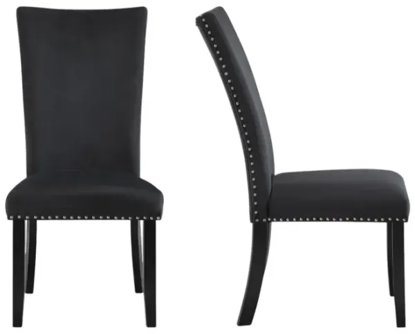 Hivvago Set of Two Black Upholstered Velvet Dining Side Chairs