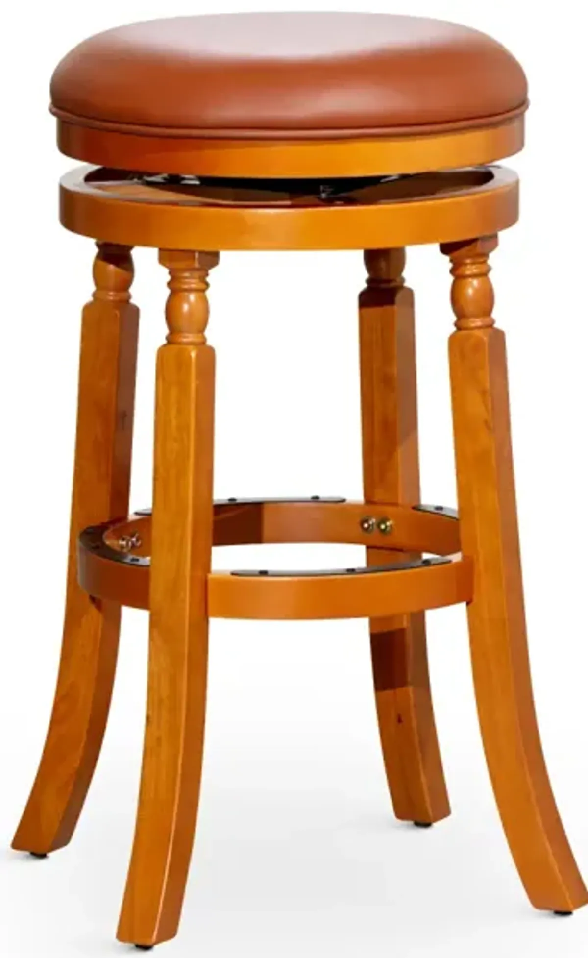 30" Barstool, Natural Finish, Saddle Leather Seat