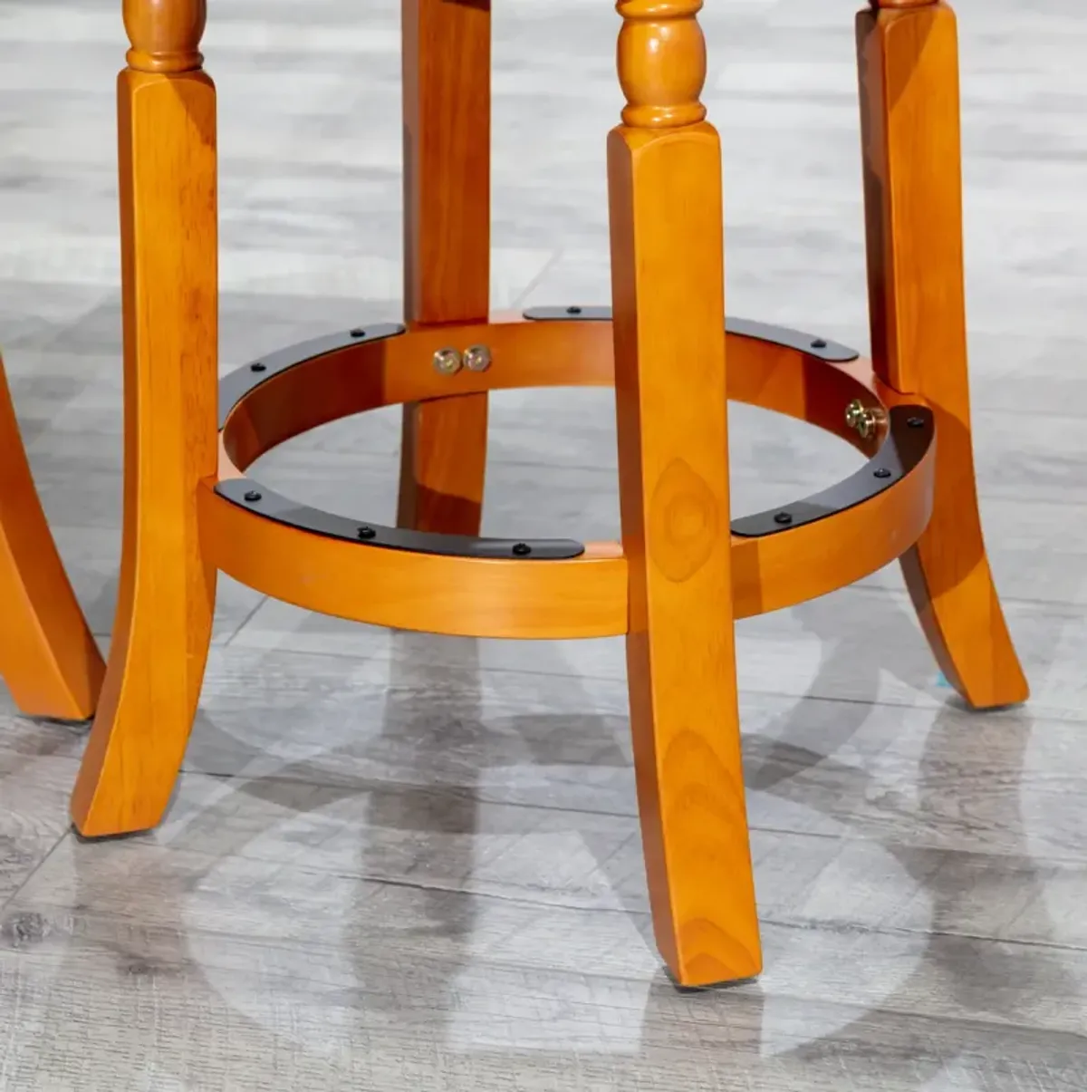 30" Barstool, Natural Finish, Saddle Leather Seat