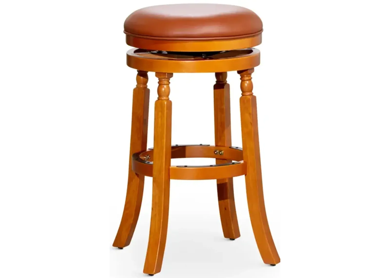 30" Barstool, Natural Finish, Saddle Leather Seat