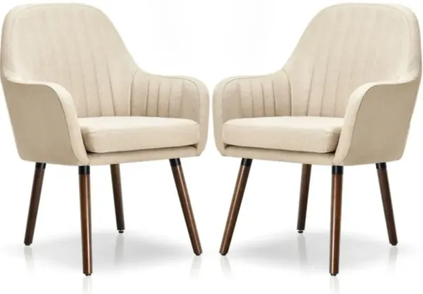 Set of 2 Accent Chairs with Wooden Legs