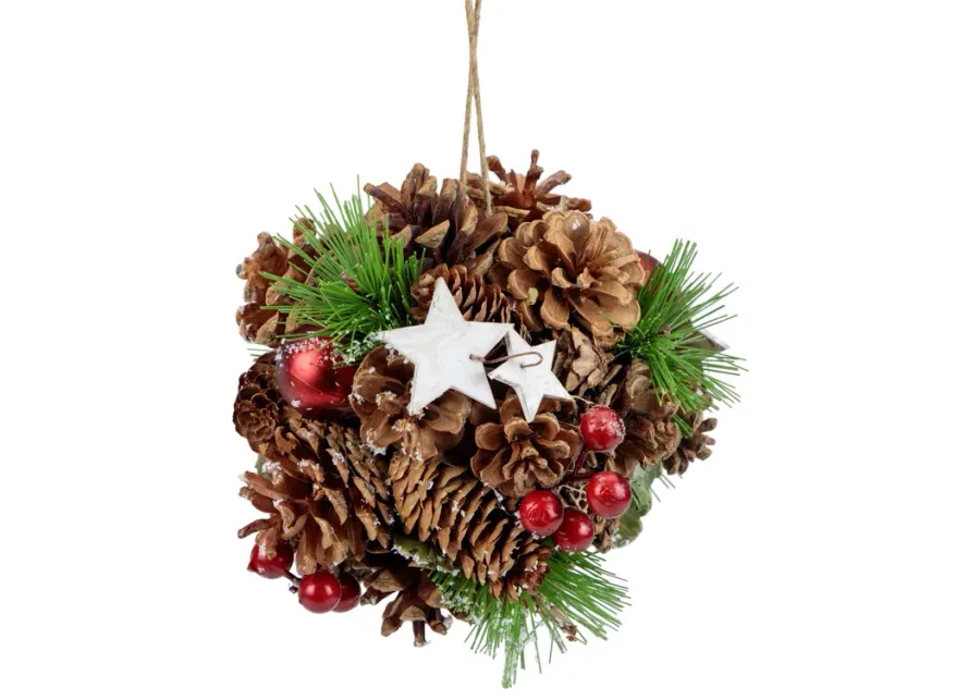 6" Pine Cones  Stars and Balls Hanging Christmas Ornament