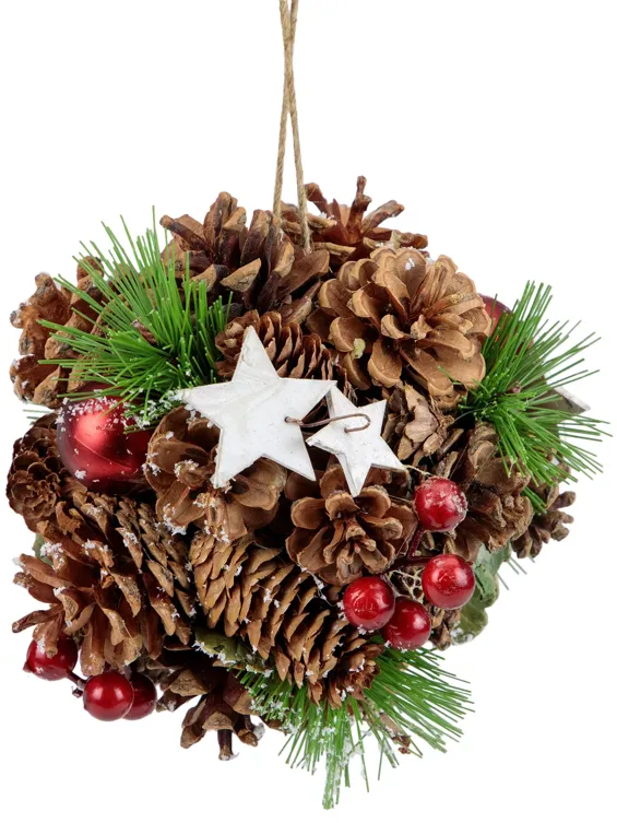 6" Pine Cones  Stars and Balls Hanging Christmas Ornament